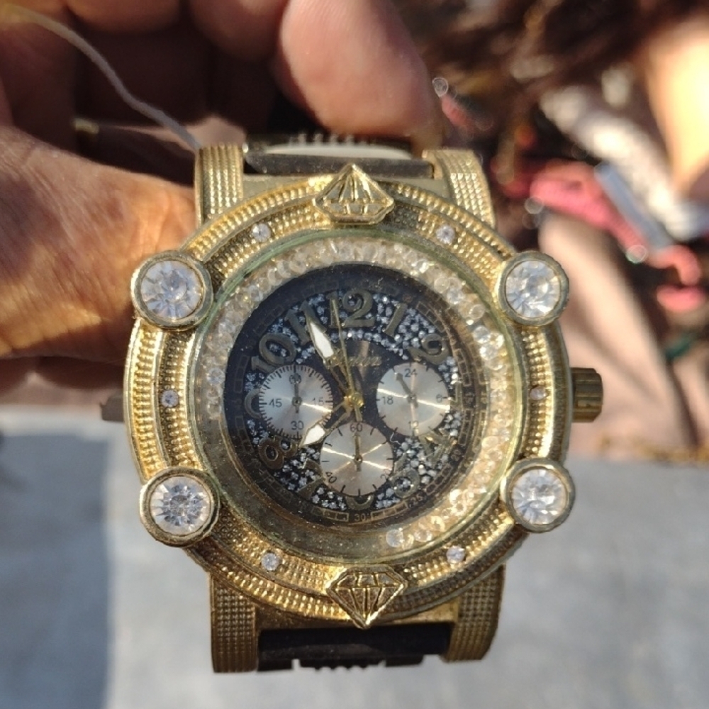Ice Star Gold and Black Luxury Men's Watch NWT